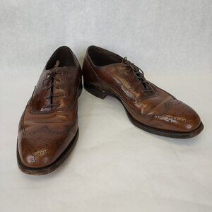 Johnston & Murphy Brogue Oxford Wingtip Men 8 Leather Crown Aristocraft BROWN